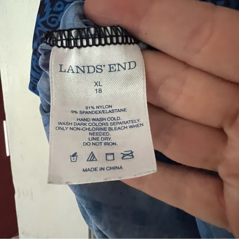 LANDS END Blue Black Patterned Coverup Size XL - Picture 5 of 8